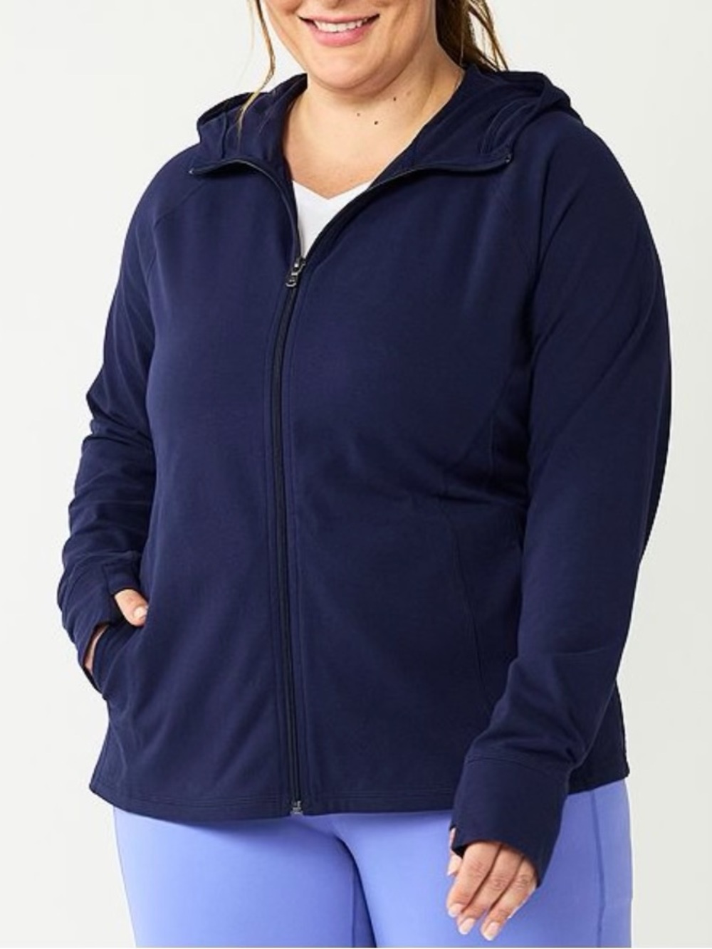 Navy Full-Zip Hooded Jacket